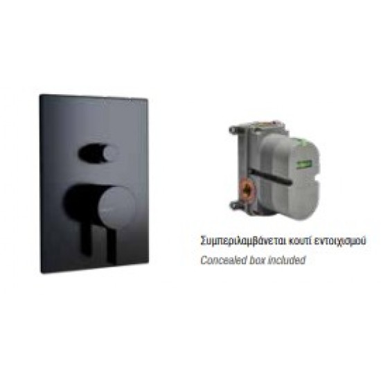 Πλήρες Σετ Ντουζιέρας Εντοιχισμού 2 Εξόδων Modea Eclipse 00-02017/B Μαύρη Ματ